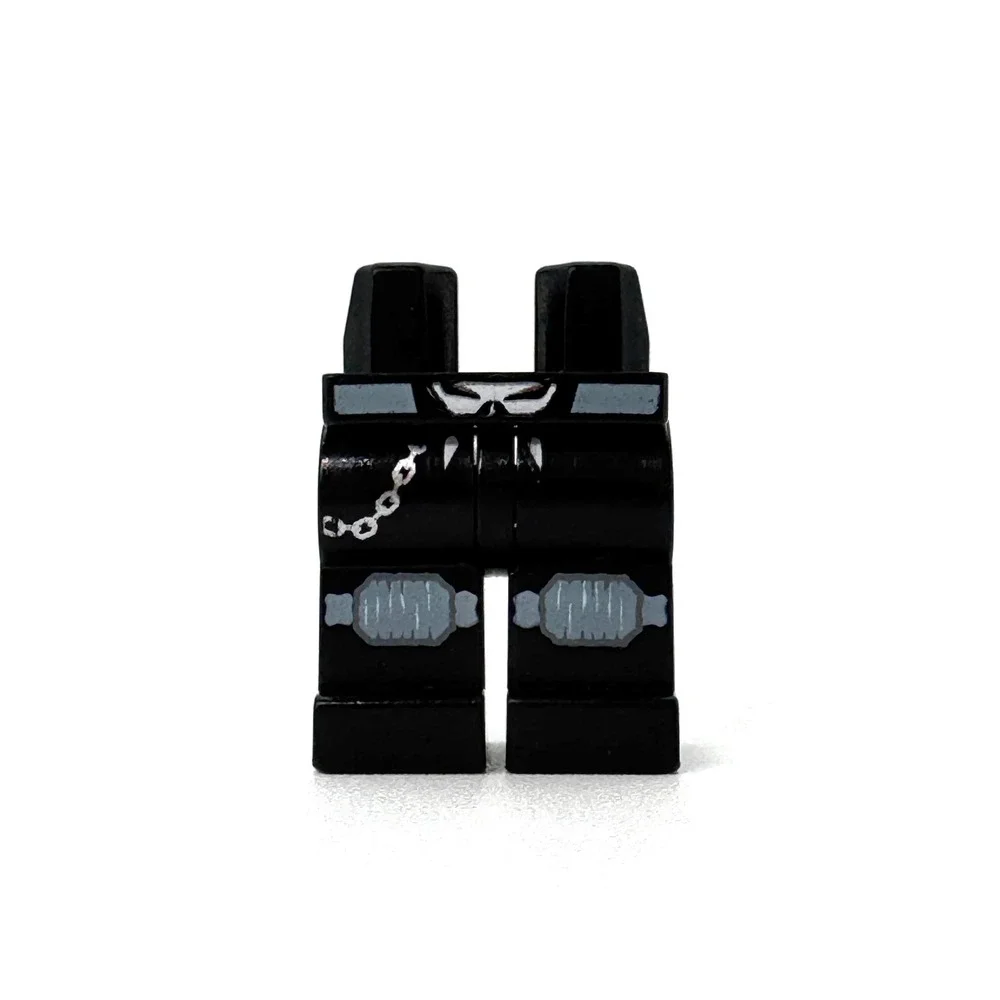 ego Minifigure Legs Black Skull Belt Wallet Chain Knee Pads Biker